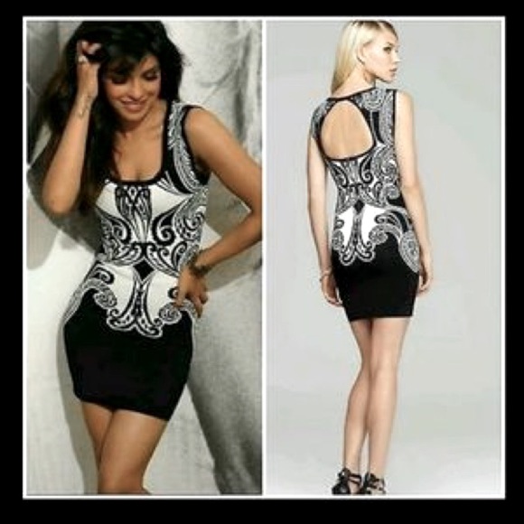 GUESS Patterned Bandage Dress - Small (like new) - Picture 3 of 11